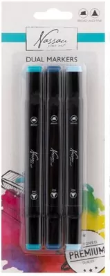 Markery podwójna końcówka. Odcienie niebieskiego