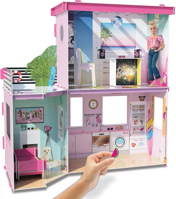 Barbie domek dla lalek do samodzielnego złożenia 70 cm - tantis.pl