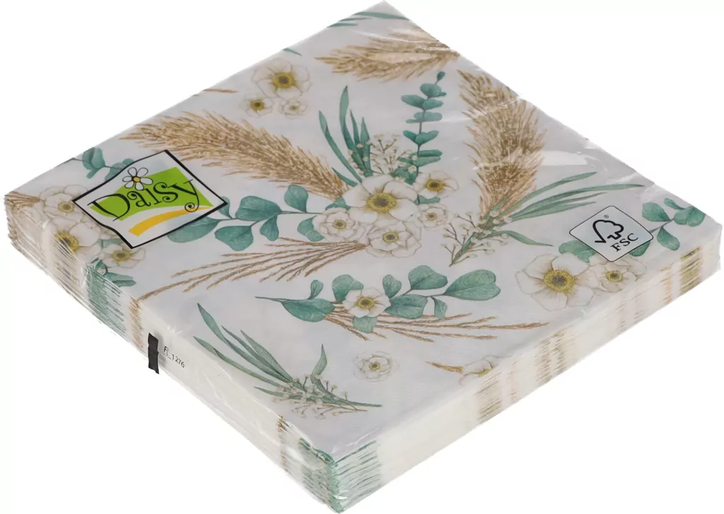 SERWETKA PAP 3W 330X330 KWIATY BIA PM OP20SZT - tantis.pl