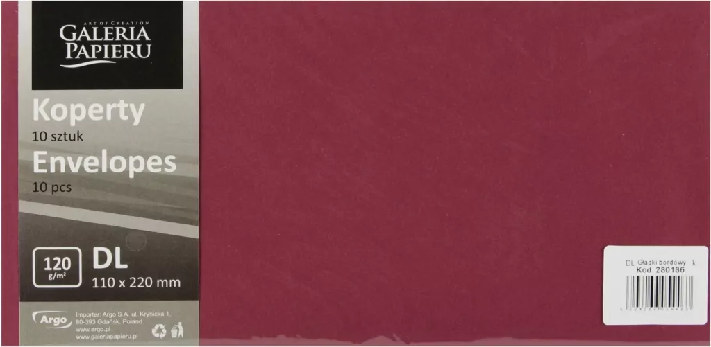 KOPERTA DL NK BORDO GLAD GAL PAP OP10SZT PB - tantis.pl