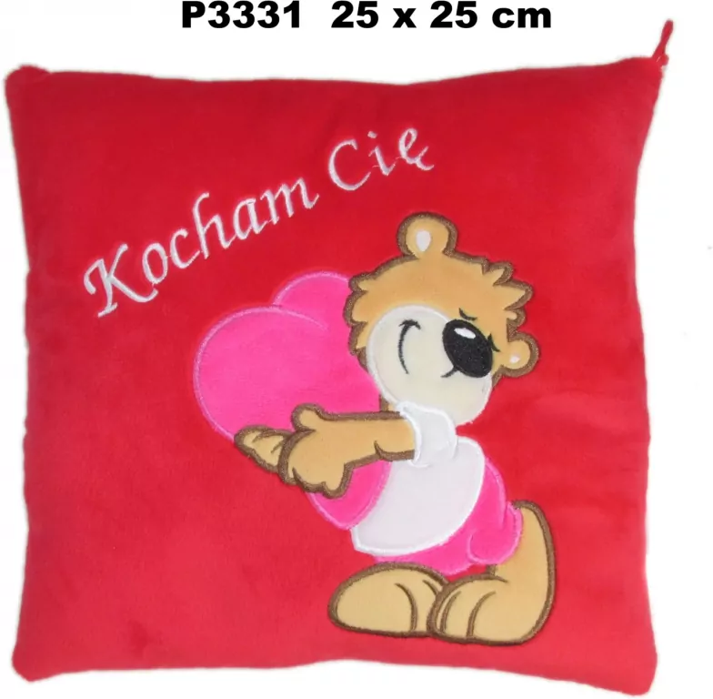 Poduszka Walentynkowa Plusz 26x26 KOCHAM CIE - tantis.pl