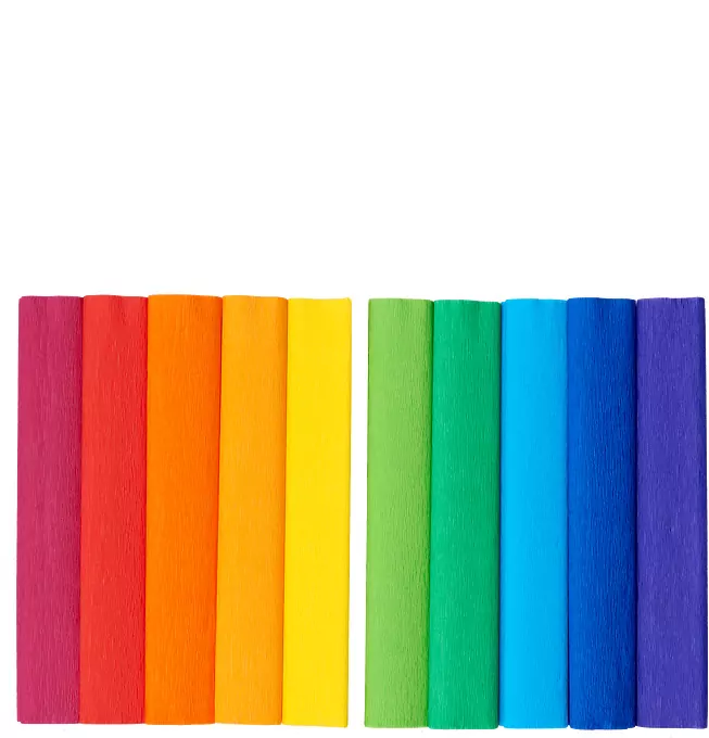 Bibuła marszczona 25x200. Mały mix tęczowy 10 kolorów - tantis.pl