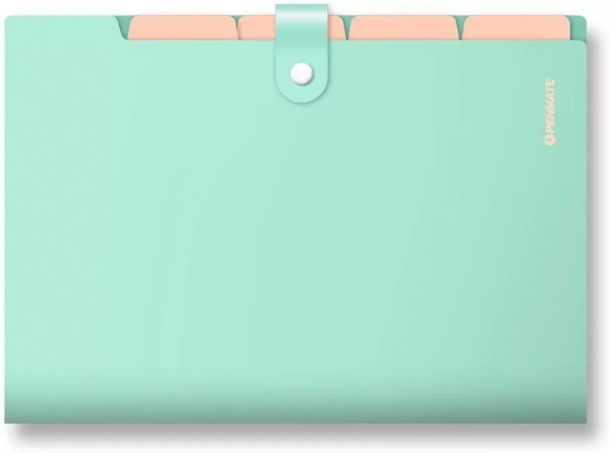 Teczka z przegródkami A4 PP-105 zielona pastel - tantis.pl