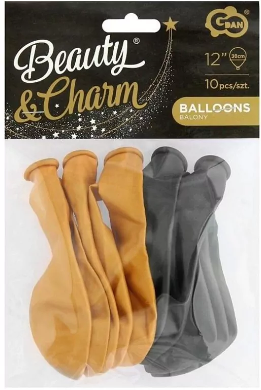Balony 12". Metaliki złote i czarne 10 szt - tantis.pl
