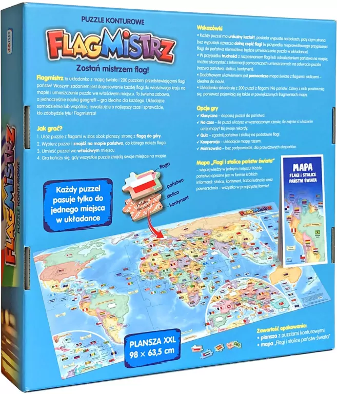 Puzzle konturowe Flagmistrz. Flagi i stolice... - tantis.pl