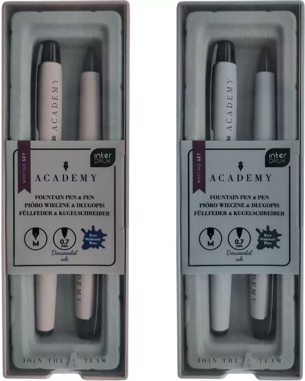 Zestaw pióro wieczne + długopis w etui Academy mix - tantis.pl