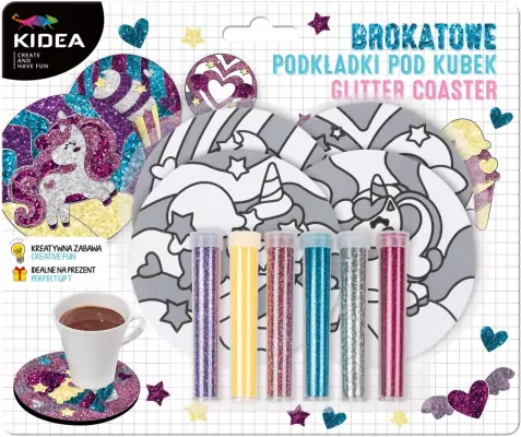 Podkładki brokatowe pod kubek. Bajkowy świat