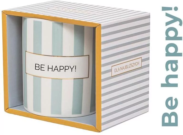 Kubek prezentowy z napisem Be happy! - tantis.pl