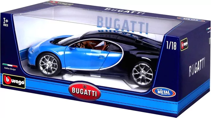 Bugatti Chiron 1:18 niebieski BBURAGO - tantis.pl