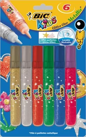 Klej brokatowy Glitter mix kolorów 6 kolorów BIC - tantis.pl