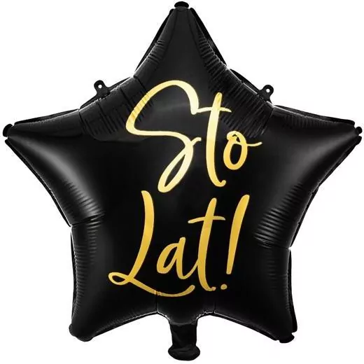Balon foliowy Sto Lat! 40cm czarny - tantis.pl