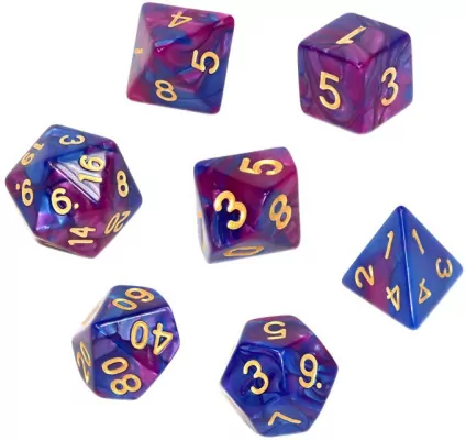 Komplet Kości Dwukolorowe - Ciemnoniebiesko-purpurowe