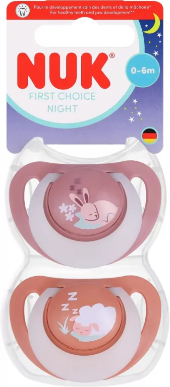NUK. First Choice. Smoczki. 0-6 miesięcy. Królik/Owca. 2 sztuki - tantis.pl