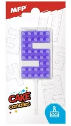 Świeczka klocki cyfra 5 fioletowa