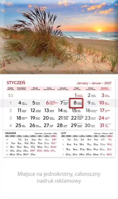 Kalendarz 2027 rodzinny Plaża - tantis.pl