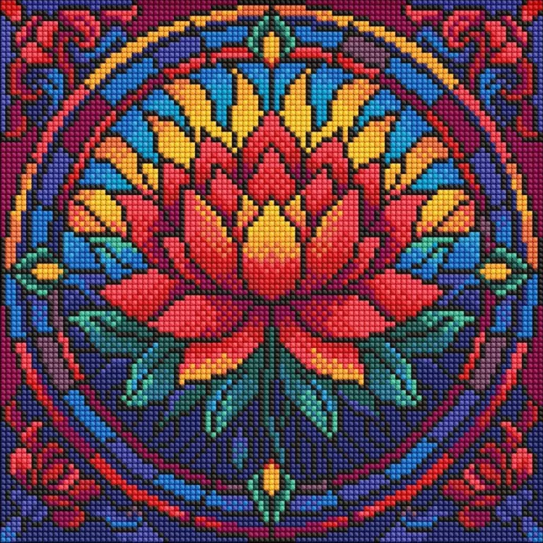 Diamentowa mozaika - Witraż. Lotos 30x30cm - tantis.pl