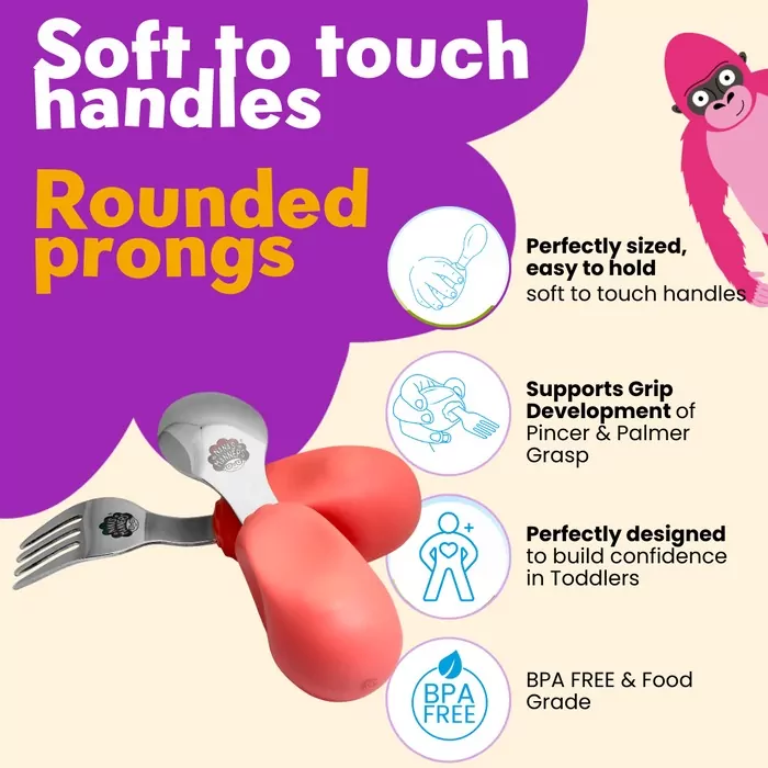 Nana's Manners Zestaw sztućców widelec i łyżka różowy - tantis.pl