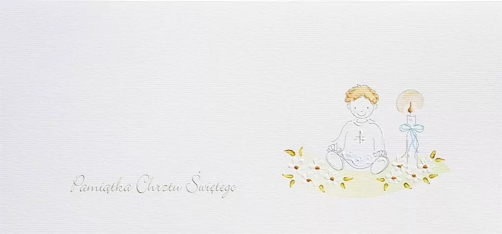 Karnet Chrzest DL C06 - Świeca Chłopiec - tantis.pl