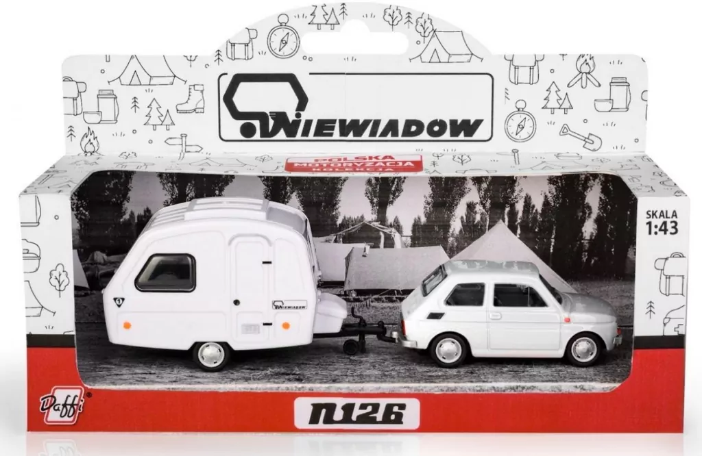 Fiat 126p + przyczepa Niewiadów Kemping biały - tantis.pl