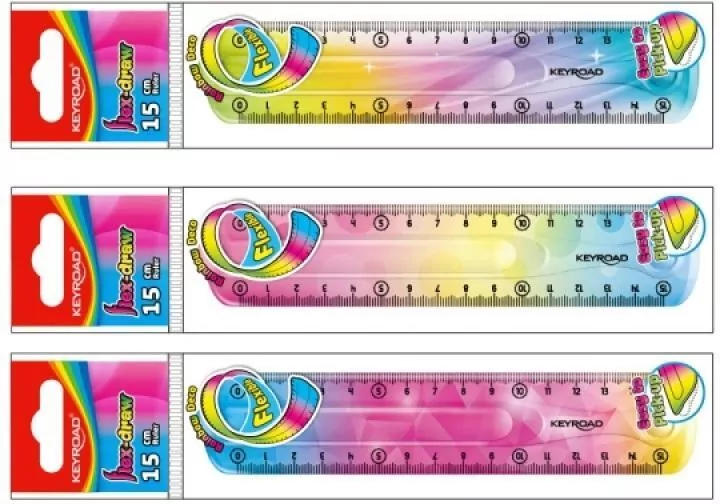 Linijka 15cm elastyczna, tęczowa. 1 sztuka - tantis.pl