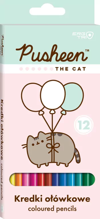 Kredki ołówkowe trójkątne. Pusheen 12 kolorów - tantis.pl