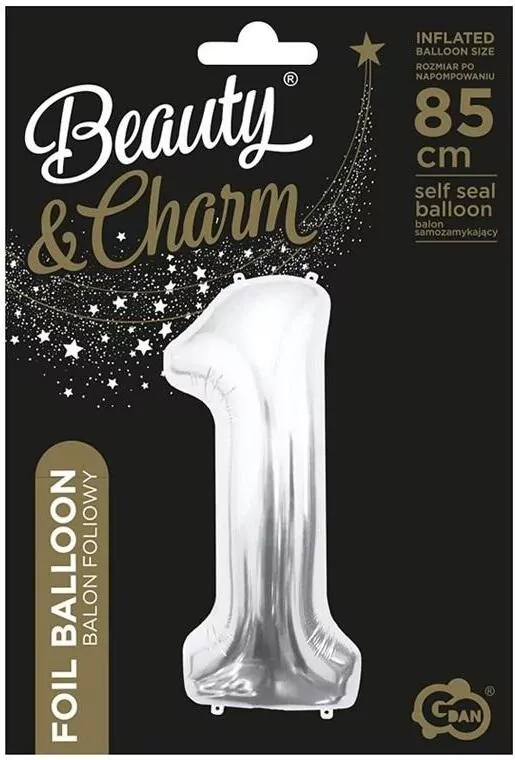 Balon foliowy B&C cyfra 1 srebrna 85cm - tantis.pl