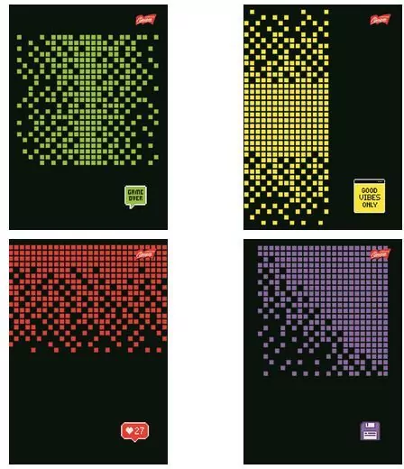 Paczka Zeszyt A5 96k.krata okładka laminowana Pixel Pulse mix 10 sztuk - tantis.pl