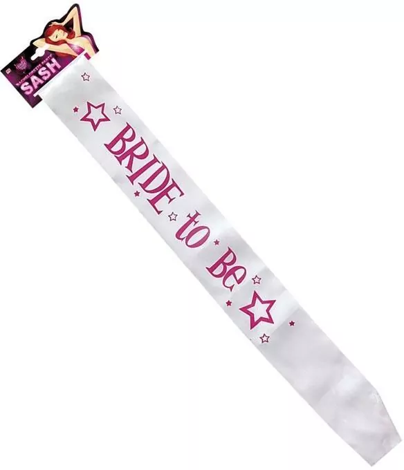 Biała satynowa szarfa na wieczór panieński - tantis.pl