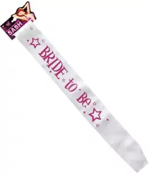 Biała satynowa szarfa na wieczór panieński