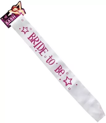 Biała satynowa szarfa na wieczór panieński