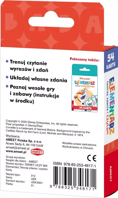 Disney Uczy. Tworzę zdania i czytam. Karty - tantis.pl