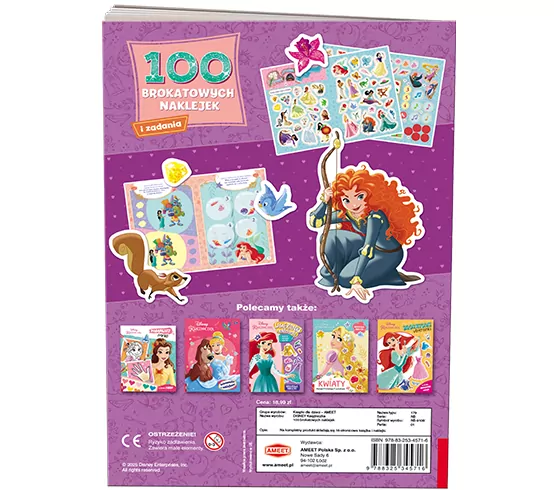 Disney Księżniczka. 100 brokatowych naklejek - tantis.pl