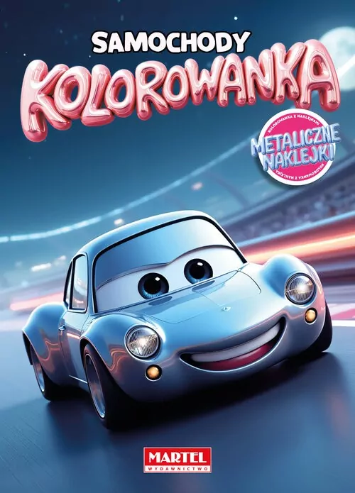 Kolorowanka. Samochody z naklejkami metalicznymi - tantis.pl