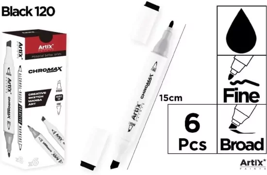 Marker Chromax z 2 końcówk. czarny