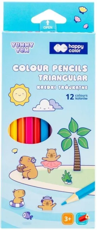 Kredki drewniane trójk. Yummy Yum Kapibara 12 kol. - tantis.pl
