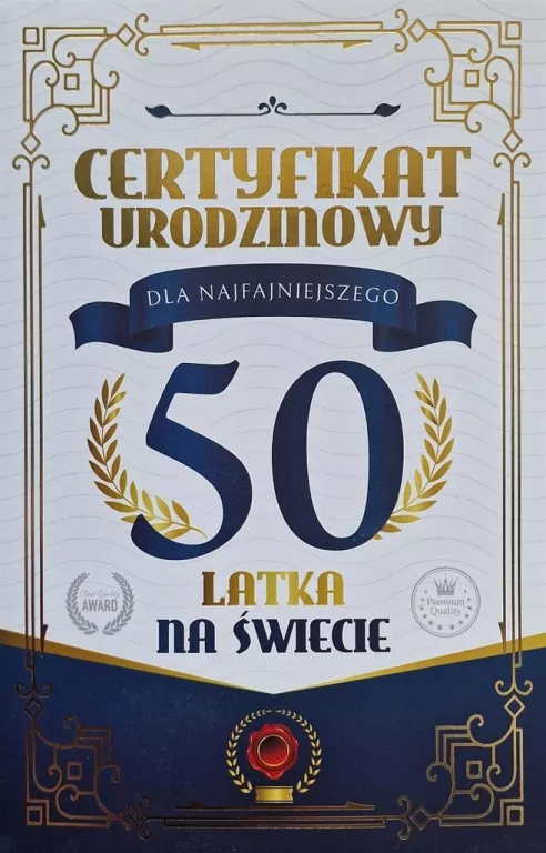 Karnet Certyfikat Urodzinowy 50 urodziny męskie - tantis.pl