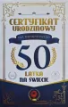 Karnet Certyfikat Urodzinowy 50 urodziny męskie - tantis.pl