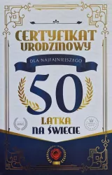 Karnet Certyfikat Urodzinowy 50 urodziny męskie