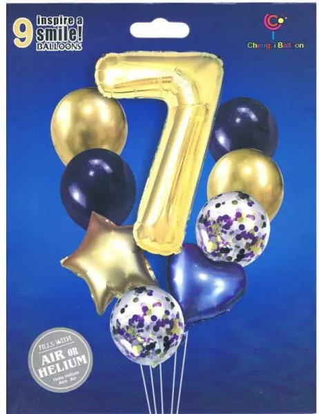 Zestaw balonów cyfra 7, wys. 40-60cm 9 szt BCF-204-7 - tantis.pl