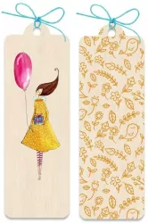 Zakładka drewniana. Kobieta z balonem