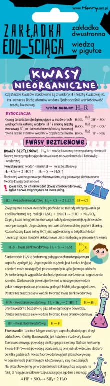 Zakładka edu-ściąga. Kwasy nieorganiczne - tantis.pl