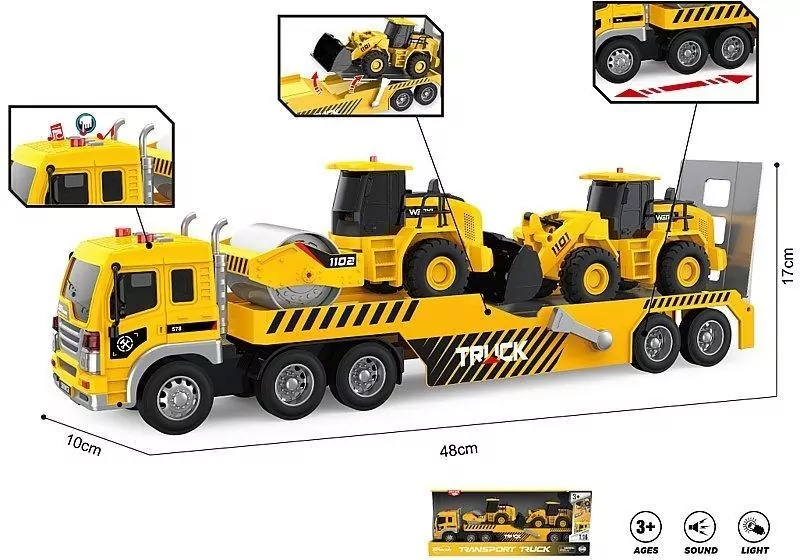 Auto ciężarowe z lawetą i 2 koparkami 1:16 - tantis.pl