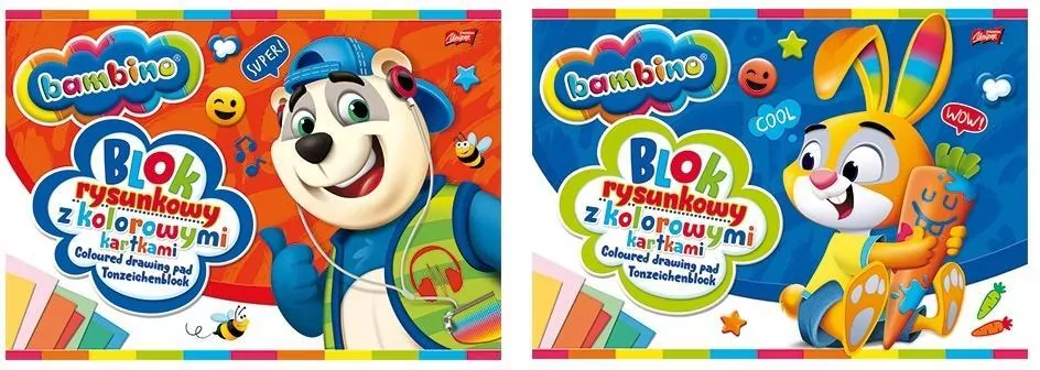 Blok rysunkowy Bambino, kolorowy A4/16K. 1 sztuka - tantis.pl