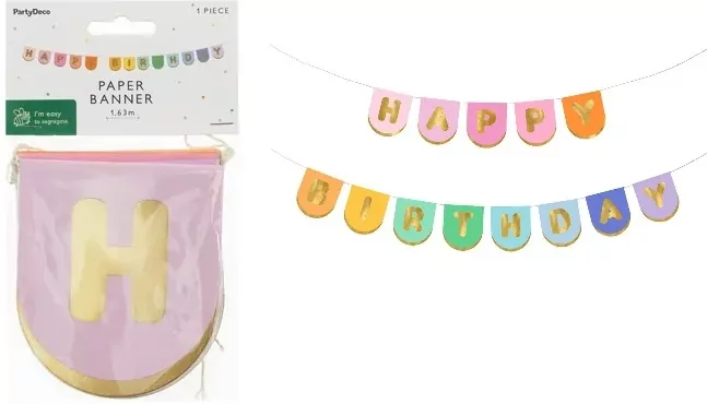 Baner papierowy Happy Birthday mix 163x12cm - tantis.pl