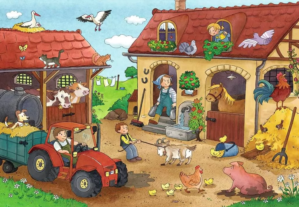 Ravensburger. Puzzle 2x12. Praca na farmie - tantis.pl