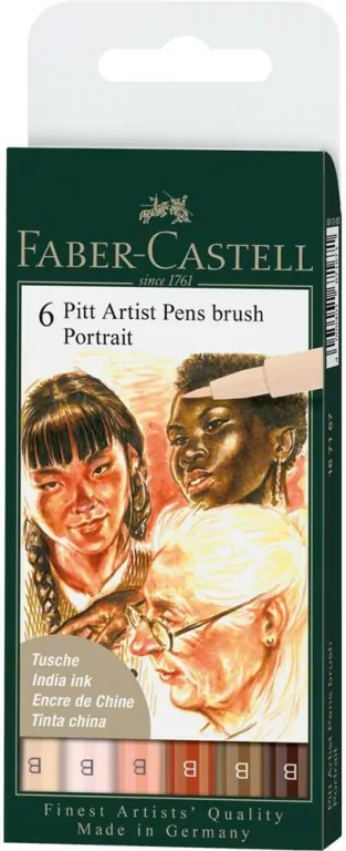 Pisaki Pitt Artist Pen B Portrait  Faber-Castell 6 kolorów - tantis.pl