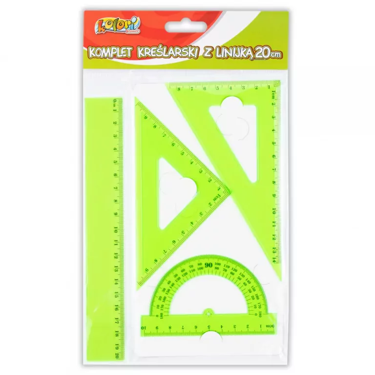 Komplet kreślarski z linijką 20 cm zielony - tantis.pl