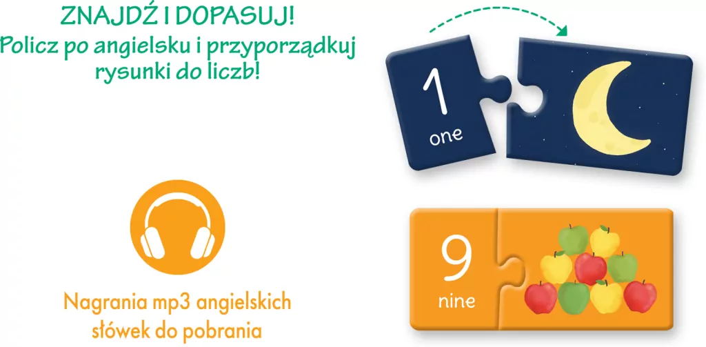 Angielski. Liczby. Układanki malucha. Kapitan Nauka - tantis.pl