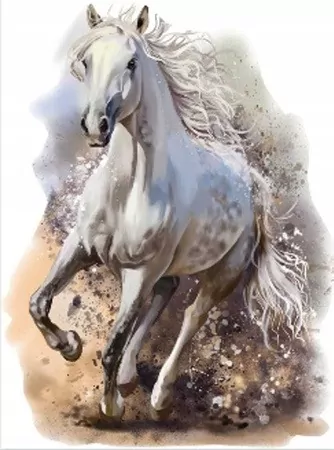 Diamentowa mozaika Biały koń NO-1009428 - tantis.pl