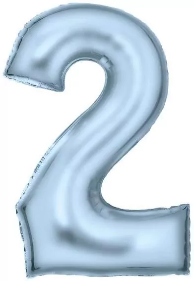 Balon foliowy cyfra 2 pastelowa niebieska 86cm - tantis.pl